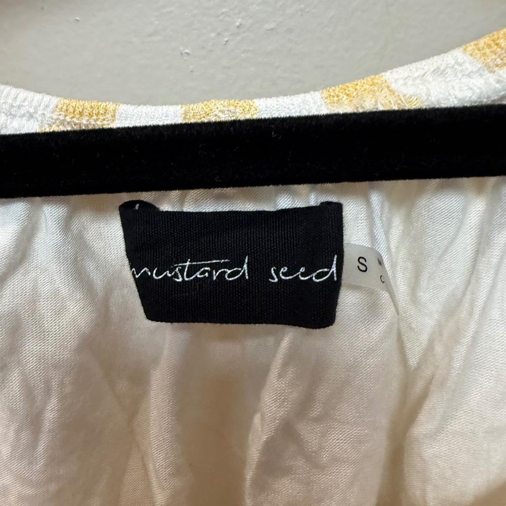Mustard Seed Striped Ruffle Crop Top Womens Small Yellow Excellent Boho 9378‎ - Picture 2 of 6